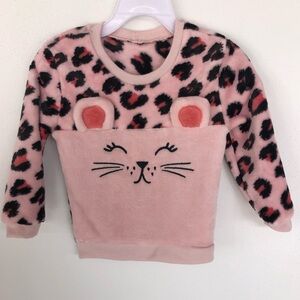 Pink Leopard Print Fleece Sweater. Size 3T